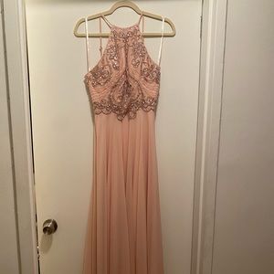 Chiffon beaded blush sleeveless dress
